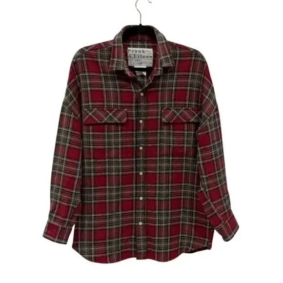 Frank & Eileen McLoghlin Utility Jacket Red Black Textured Flannel Size XS Small - Picture 4 of 14